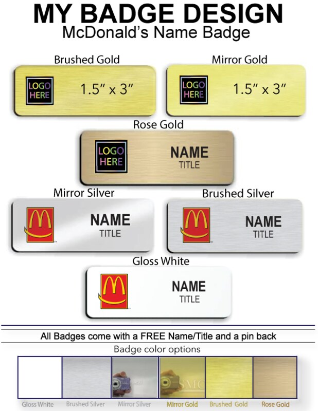 McDonalds 1.5" x 3" Name Badge (Logo 3)
